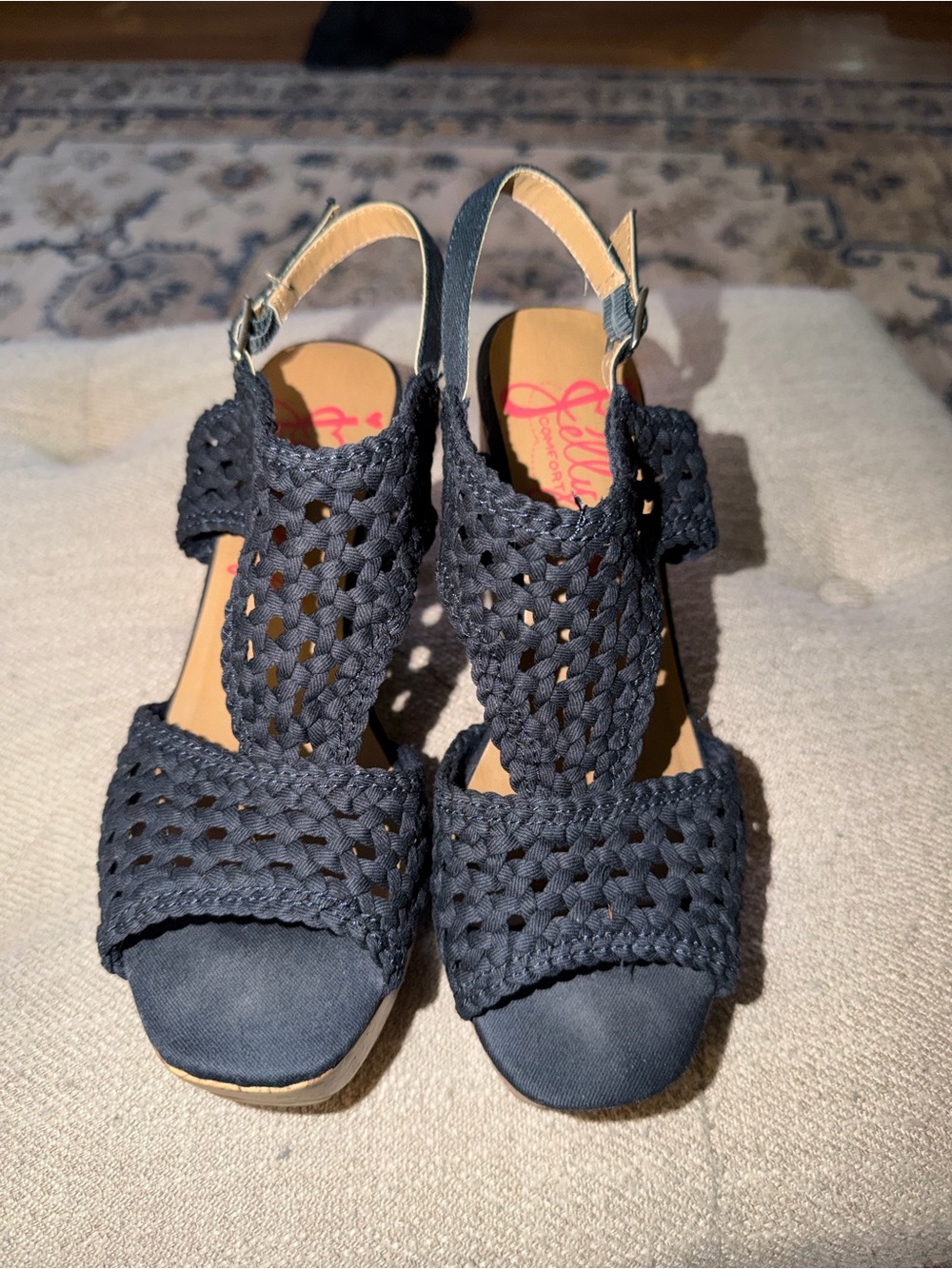 Jellypop Black Woven Slingback Sandals